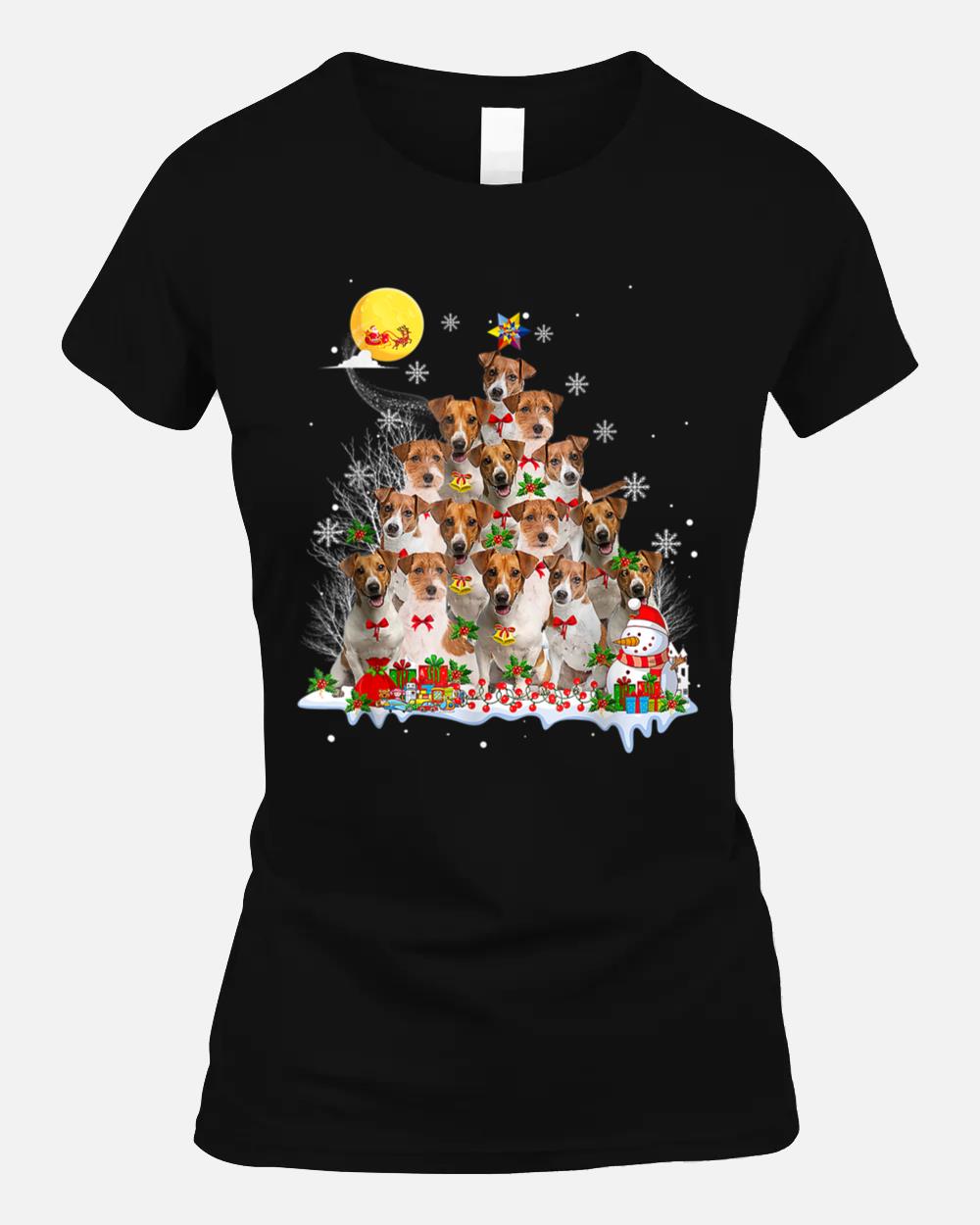 Jack Russell Terrier Dog Lover Matching Santa Christmas Tree Unisex T-Shirt