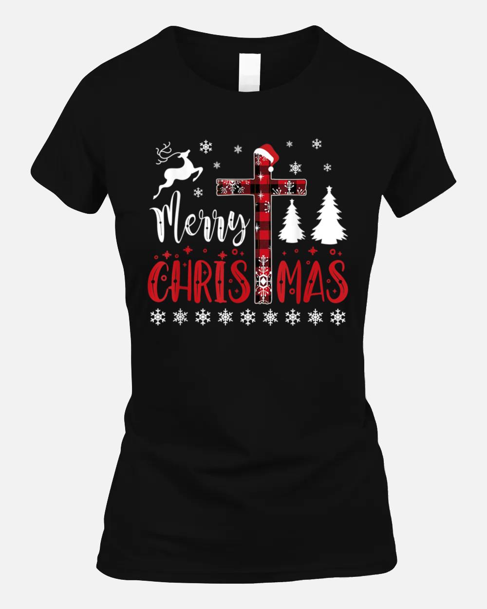 Merry Christmas Christians Buffalo Red Plaid Pajama Unisex T-Shirt