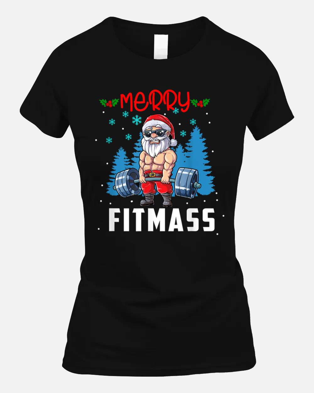 Merry Fitmass Merry Christmas Workout Weightlifting Funny Unisex T-Shirt
