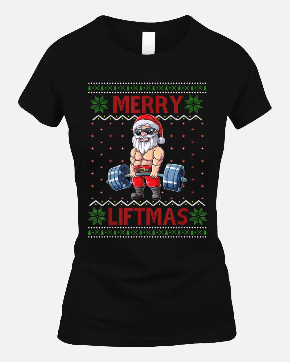 Merry Liftmas Ugly Christmas Santa Claus Gym Workout Gifts Unisex T-Shirt