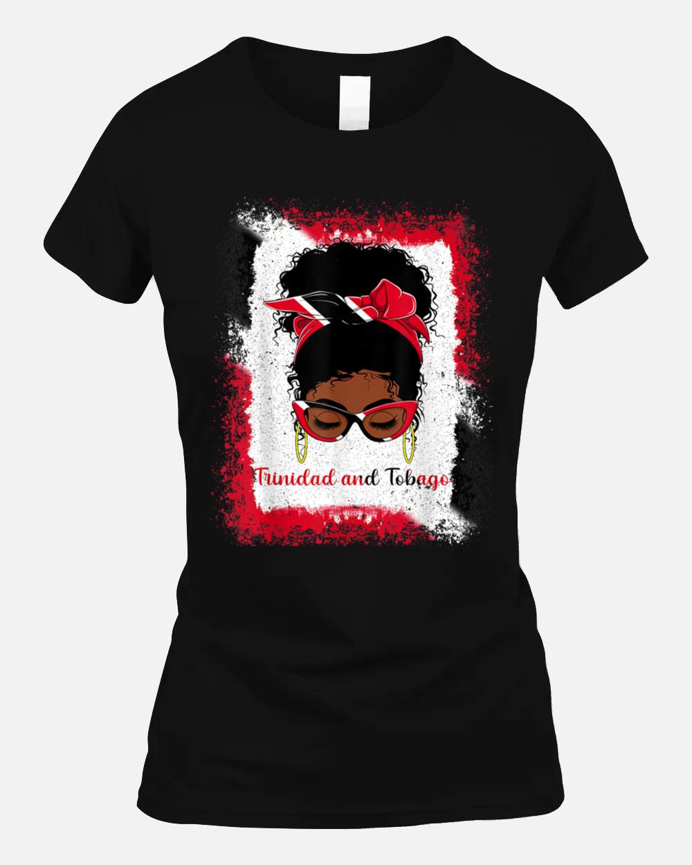 Messy Bun Trinidad and Tobago Flag Womens Woman Girl Unisex T-Shirt