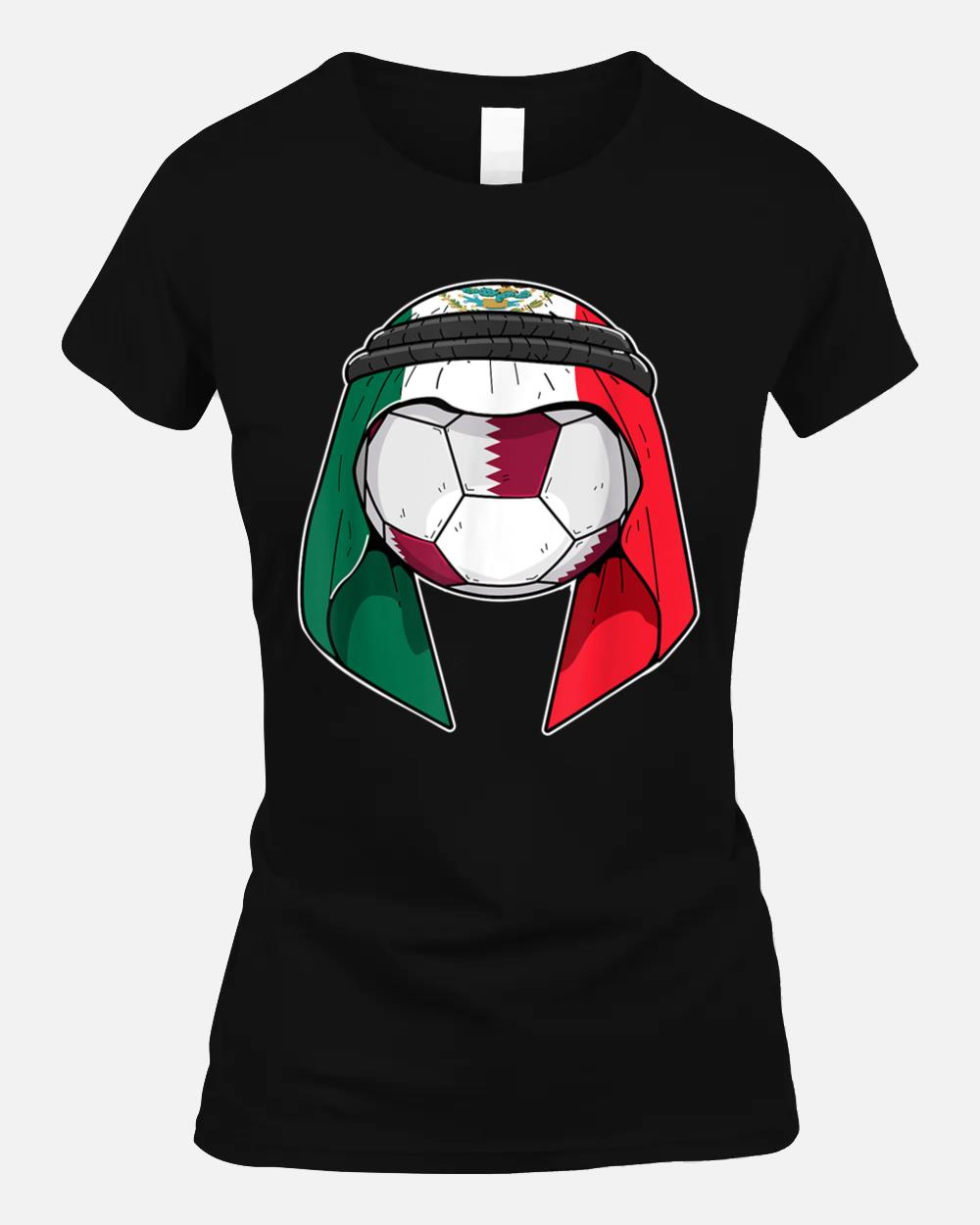 Mexico Flag Keffiyeh Soccer Ball Design Fan Jersey Unisex T-Shirt