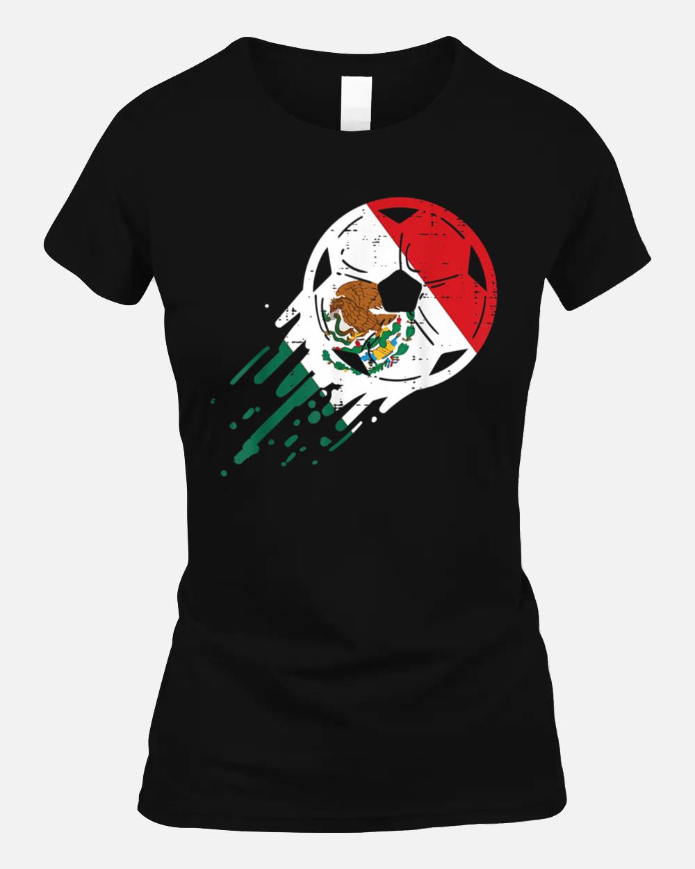 Mexico Flag Soccer Ball Mexican Football Fan Men Women Kids Unisex T-Shirt