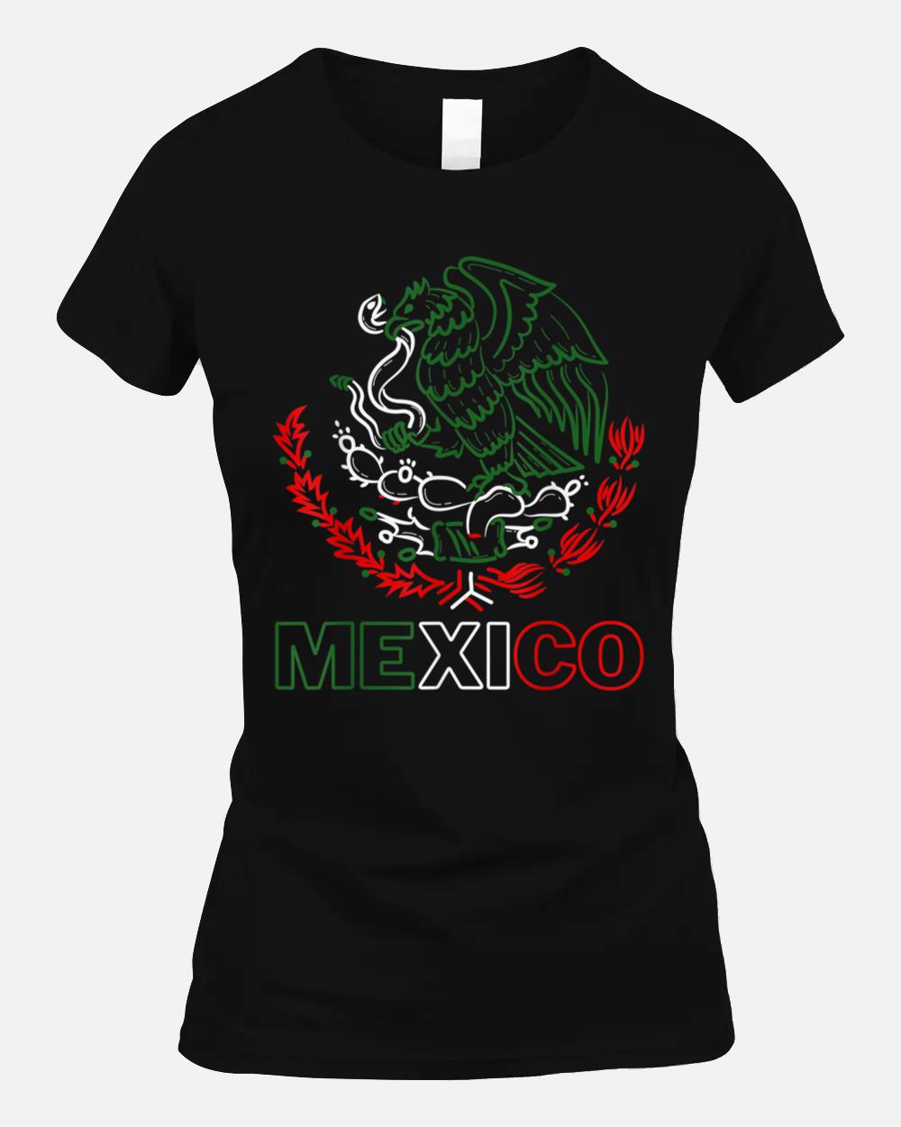 Mexico With Mexican Eagle From Flag Red Green And White Unisex T-Shirt