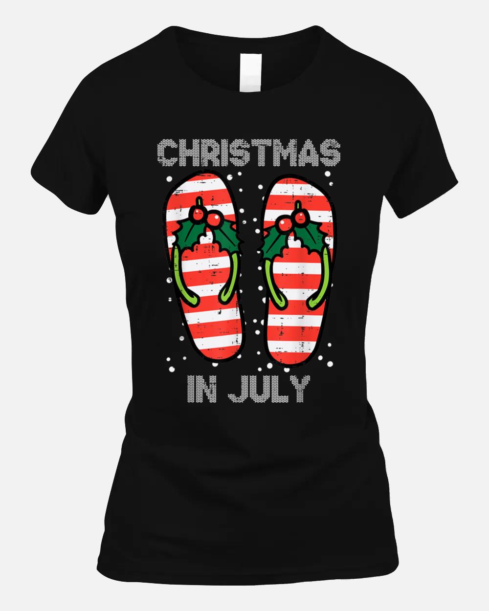 Mistletoe Flip Flops Christmas In Jully Summer Xmas Women Unisex T-Shirt