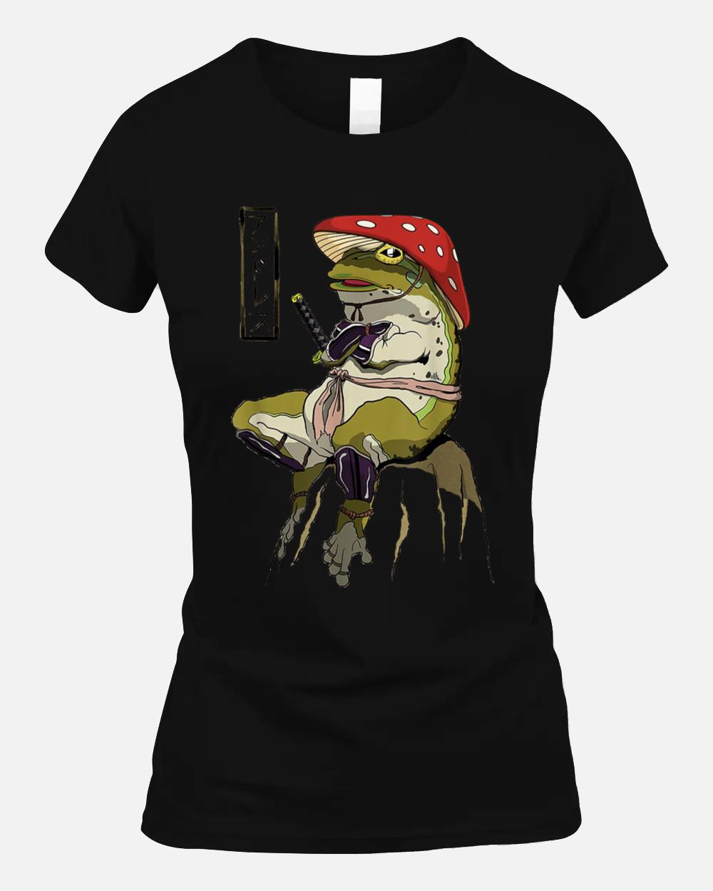 Mushroom Hat Samurai Frog Vintage Japanese Warrior Unisex T-Shirt