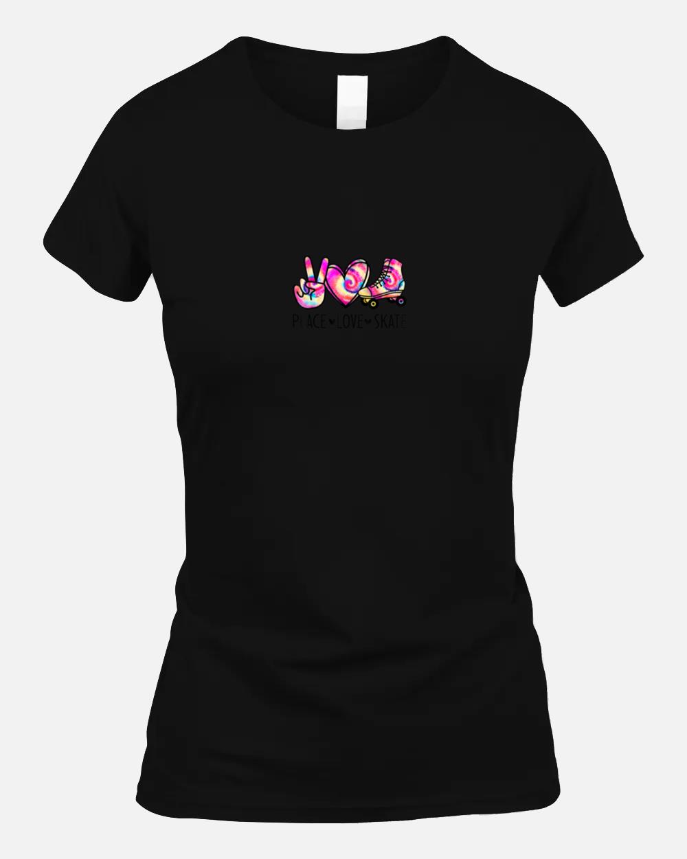 Peace Love Skate Tie Dye Roller Skating for Teen Girls Unisex T-Shirt