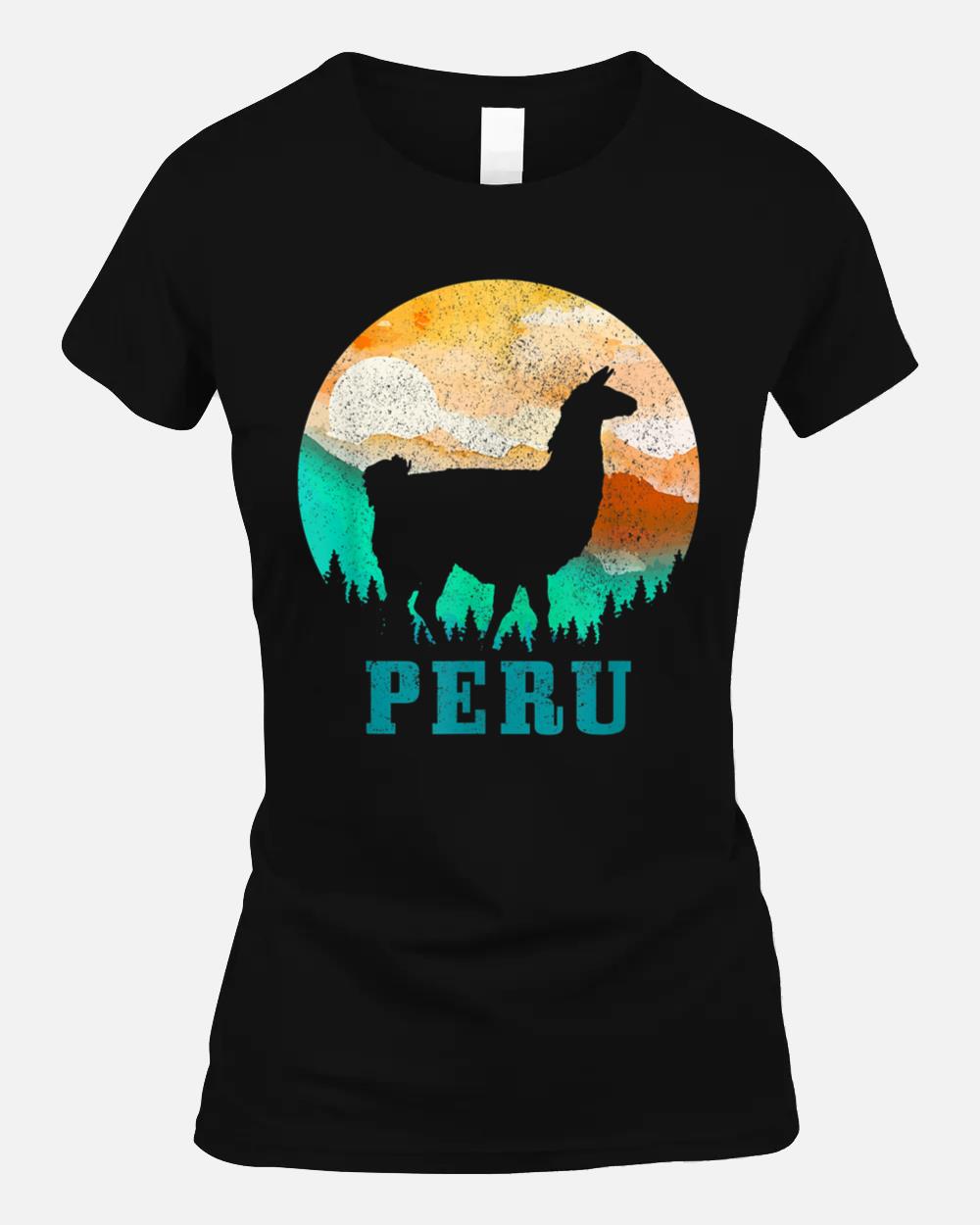 Peru Llama Alpaca Peruvian Roots Pride Vintage Peru Unisex T-Shirt