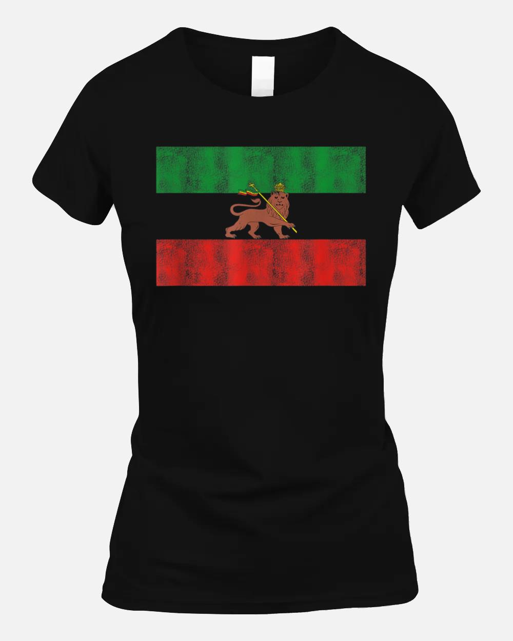 Rasta Rastafari Lion Ethiopia Flag Unisex T-Shirt