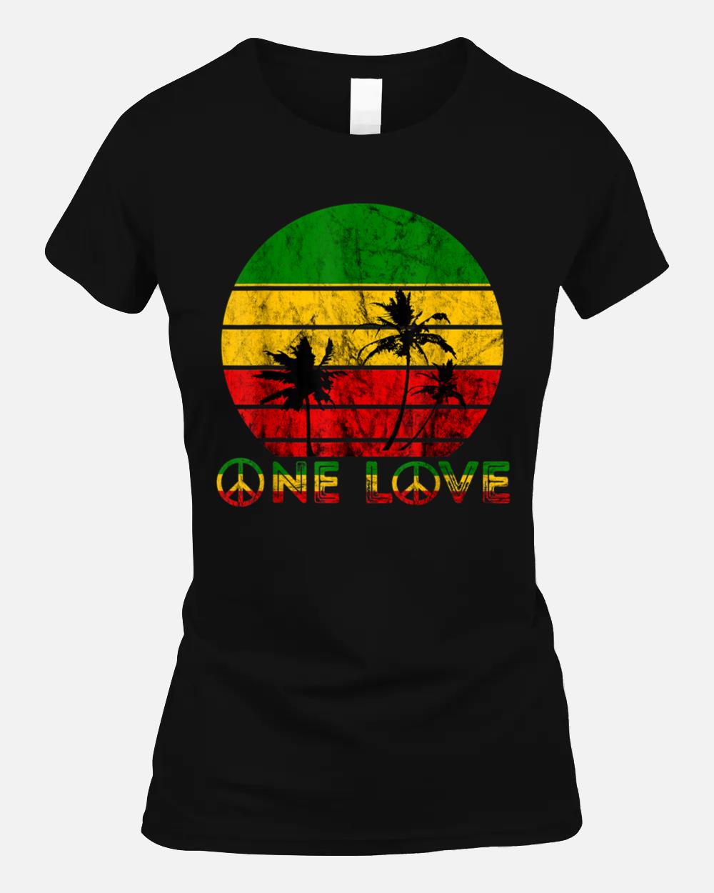 Rasta Reggae One Love Retro Vintage Sunset Jamaica Vacation Unisex T-Shirt