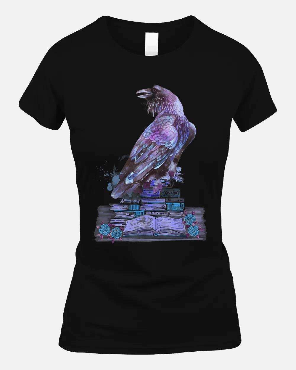 Raven Tshirt, Raven Reading Tee, Poetry Lover Shirt, Raven_1 Unisex T-Shirt