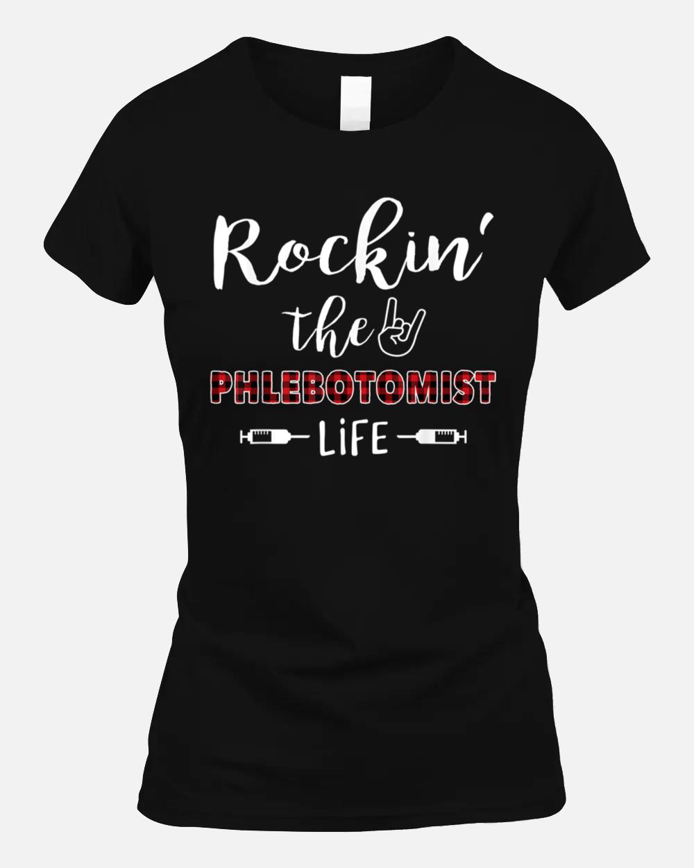 Red Plaid Rockin' The Phlebotomist Life Unisex T-Shirt