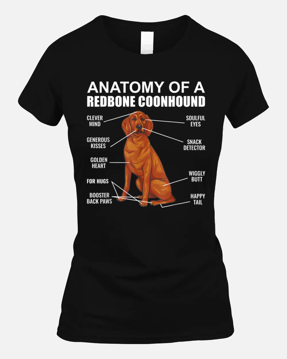 Redbone Coonhound, Anatomy Of A Redbone Coonhound Unisex T-Shirt