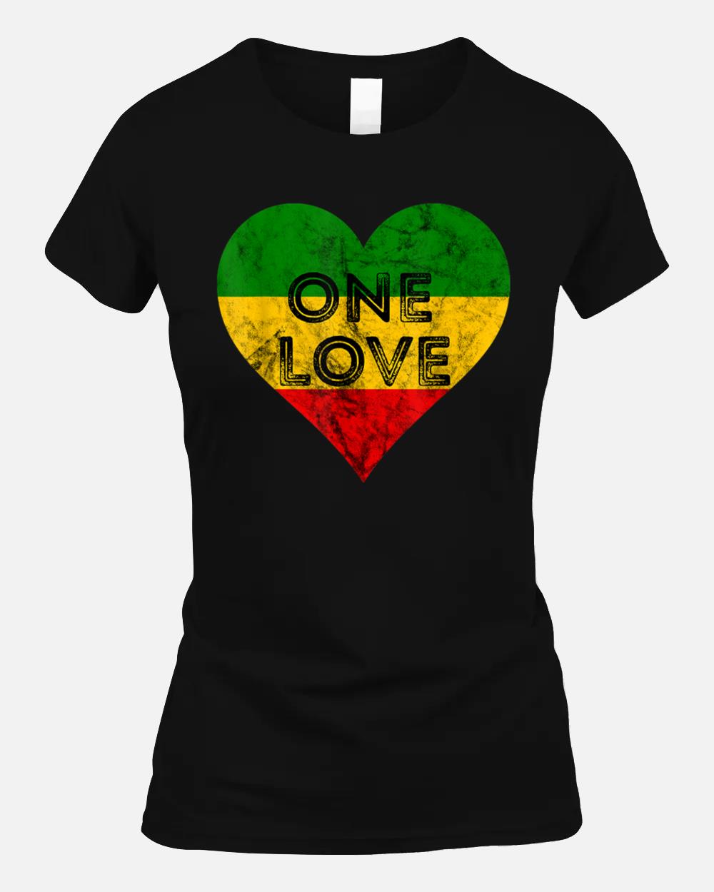 Reggae Heart One Love Rasta Reggae Music Rastafarian Jamaica Unisex T-Shirt