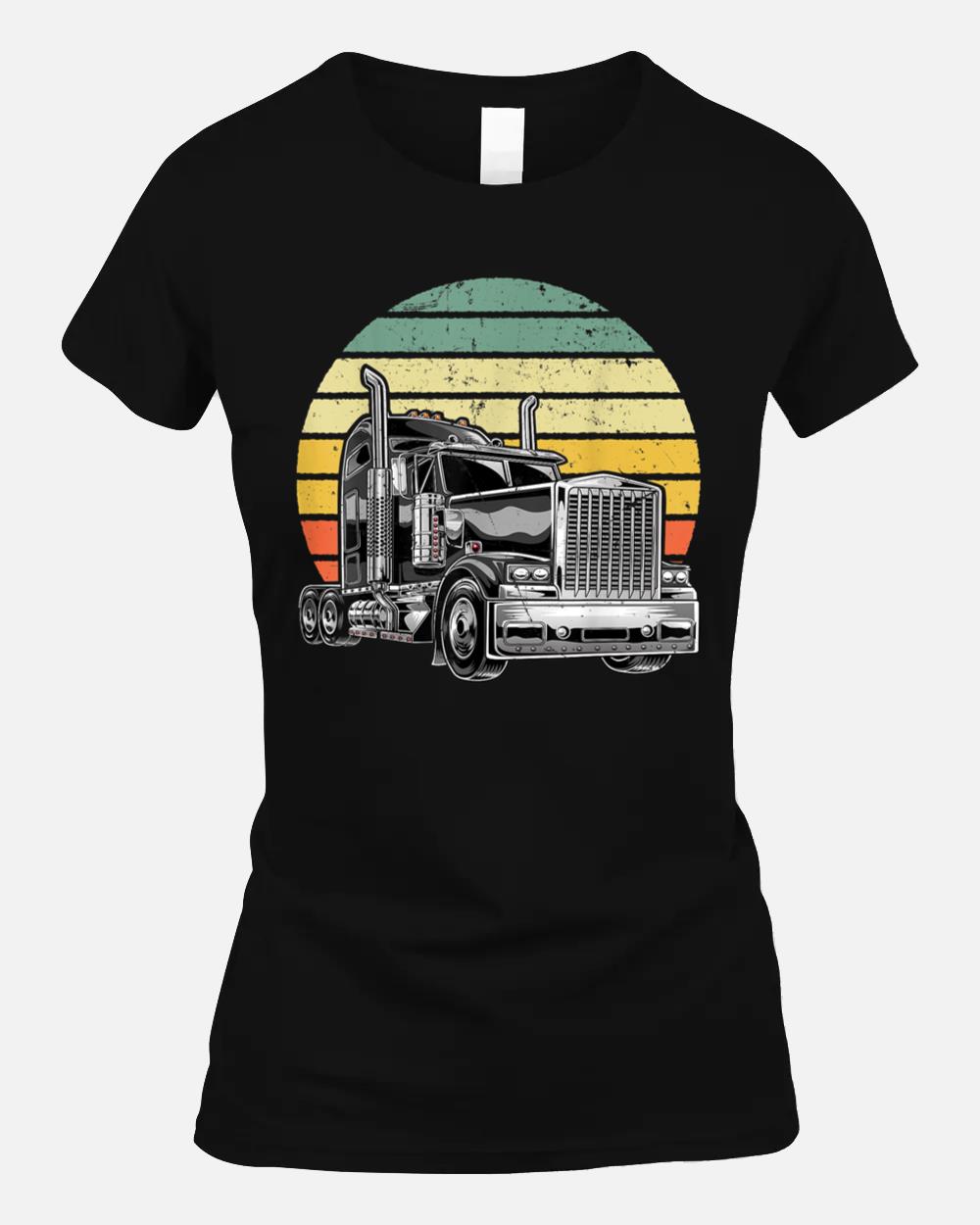 Retro Vintage Trucker Big Rig Semi-Trailer Truck Driver Gift Unisex T-Shirt