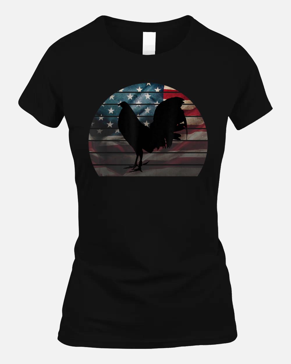 Retro game fowl sunset American flag gallero rooster chicken Unisex T-Shirt