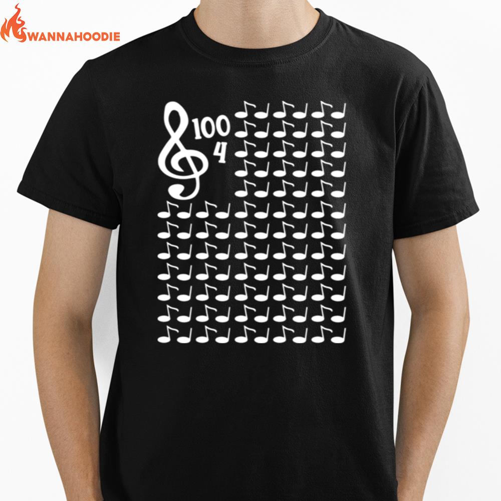 100Th Day Of School Musical Notes Music Student Teacher Unisex T-Shirt for Men Women