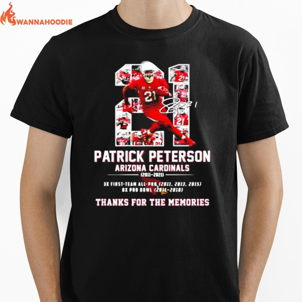 21 Patrick Peterson Arizona Cardinals Signature Thanks For The Memories Unisex T-Shirt for Men Women