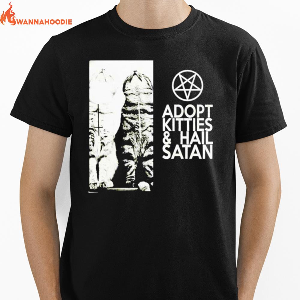 Adopt Kitties And Hail Satan Unisex T-Shirt for Men Women