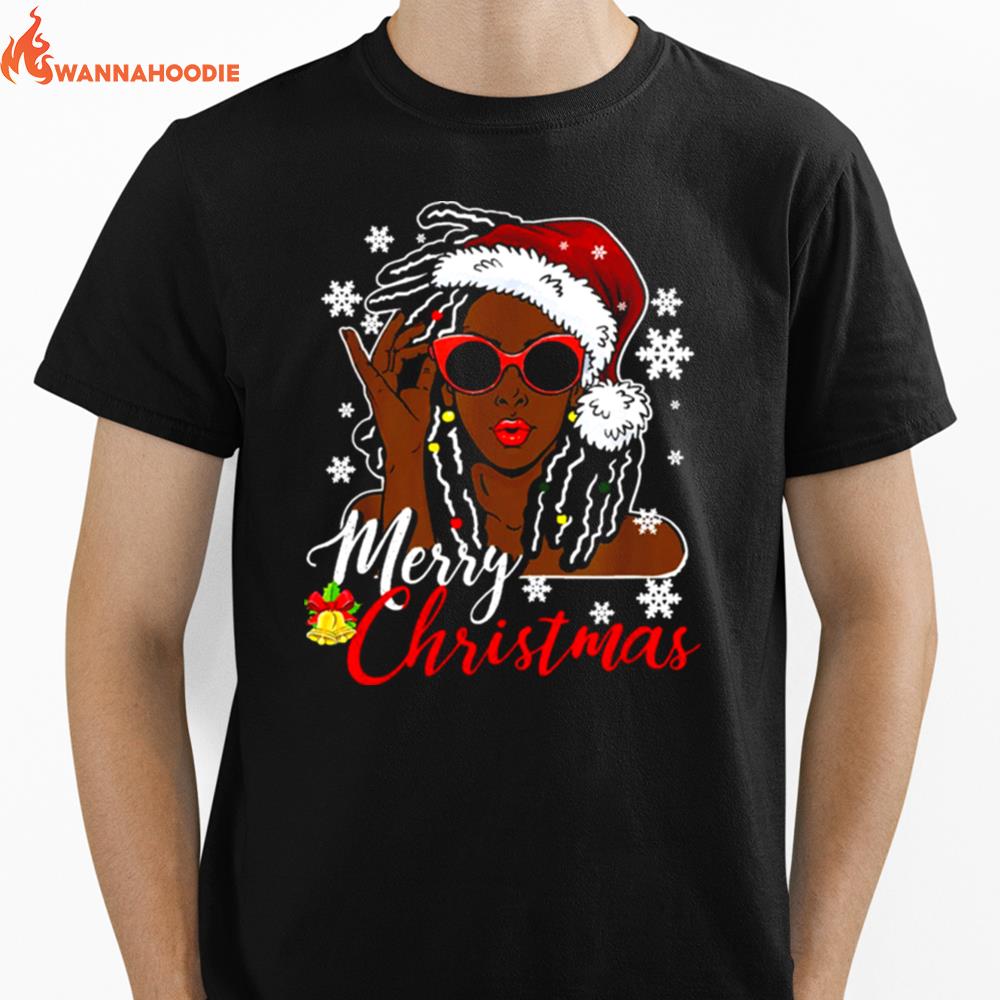 African Black Girl Christmas Santa Claus Merry Christmas Unisex T-Shirt for Men Women