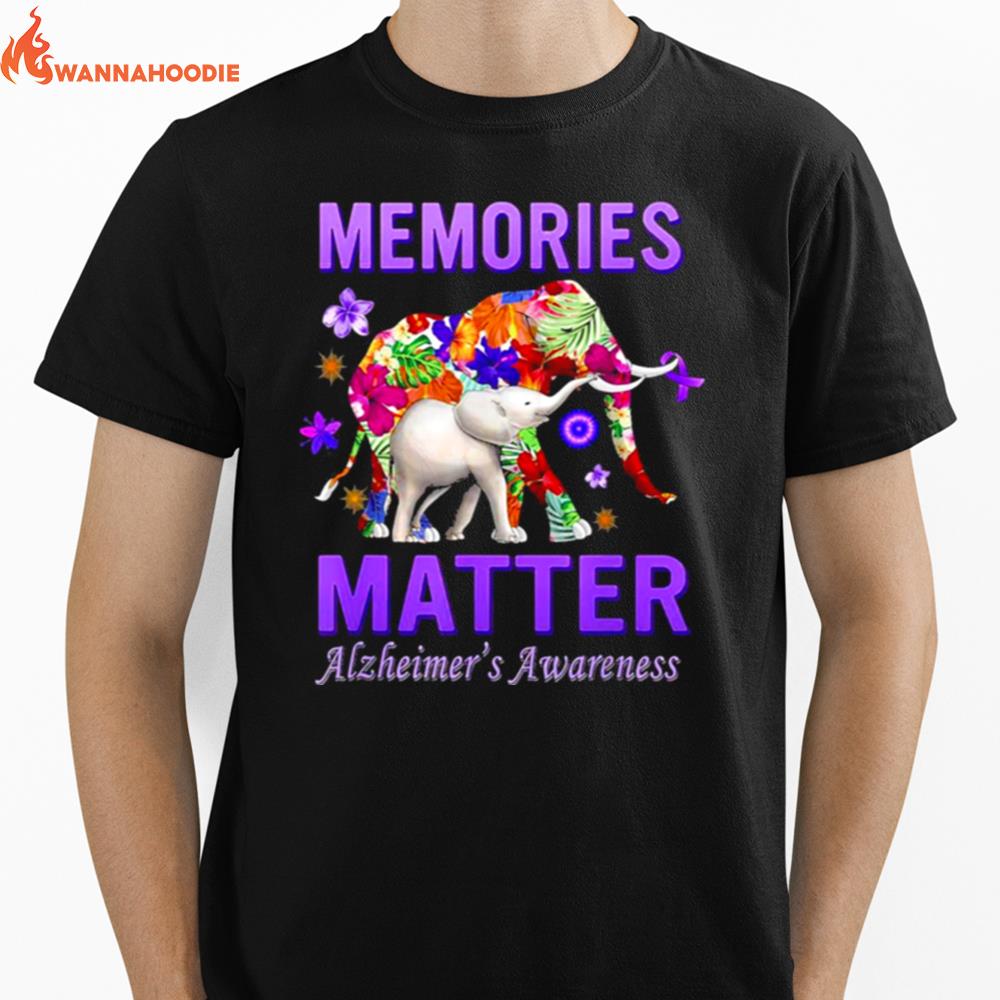 Alzheimers Memories Matter Purple Elephant Unisex T-Shirt for Men Women