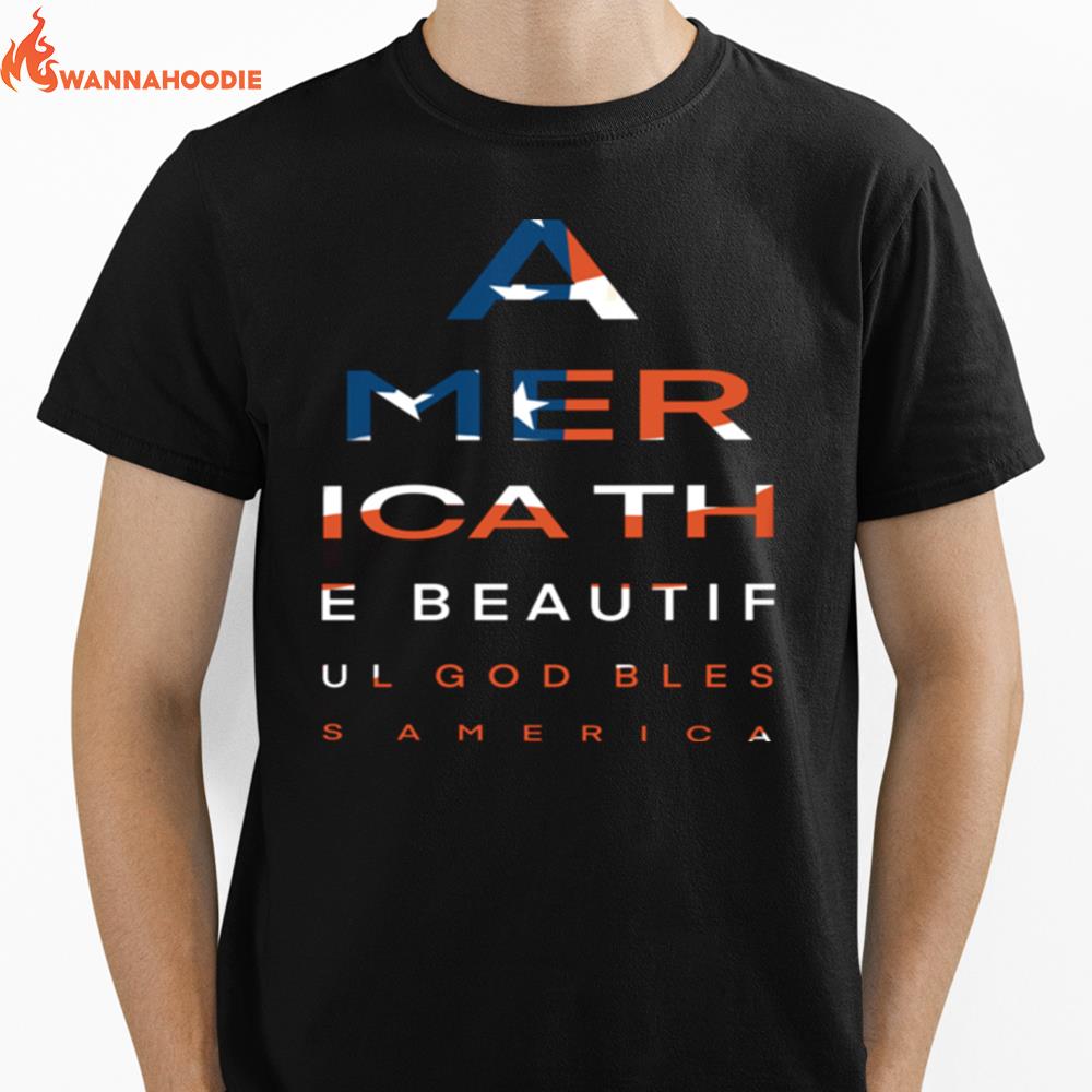 America The Beautiful God Blesa American Flag Unisex T-Shirt for Men Women