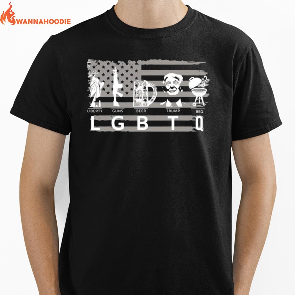 American Flag Liberty Guns Beer Trump Bbq Unisex T-Shirt for Men Women