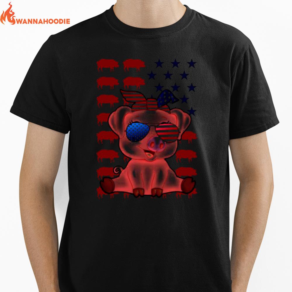 American Flag Pig Independence Day Farmer Unisex T-Shirt for Men Women