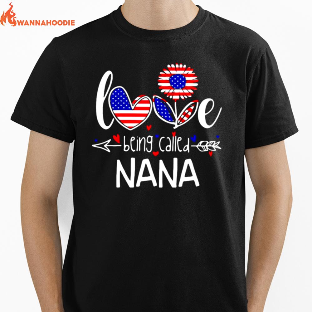 American Flag Sunflower Love Being Called Nana Unisex T-Shirt for Men Women