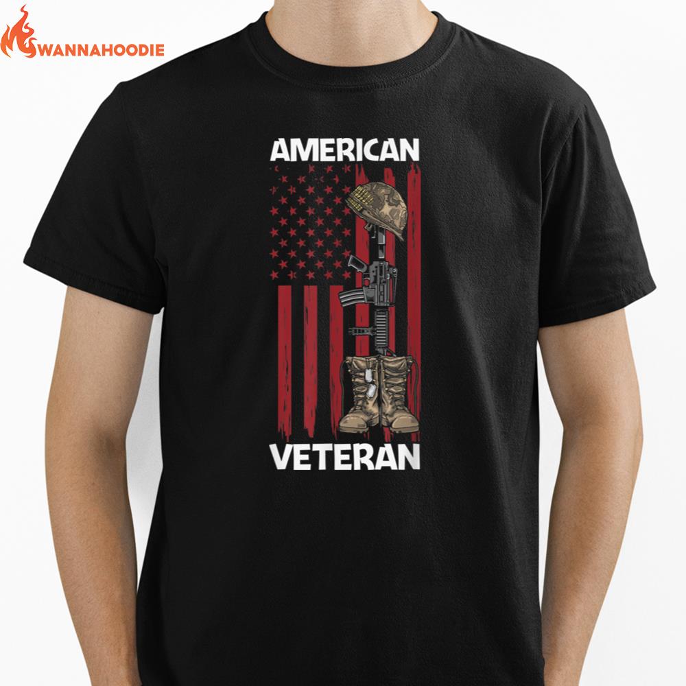 American Veteran U.S. Flag Retired Soldier T B09Zp14Zkx Unisex T-Shirt for Men Women