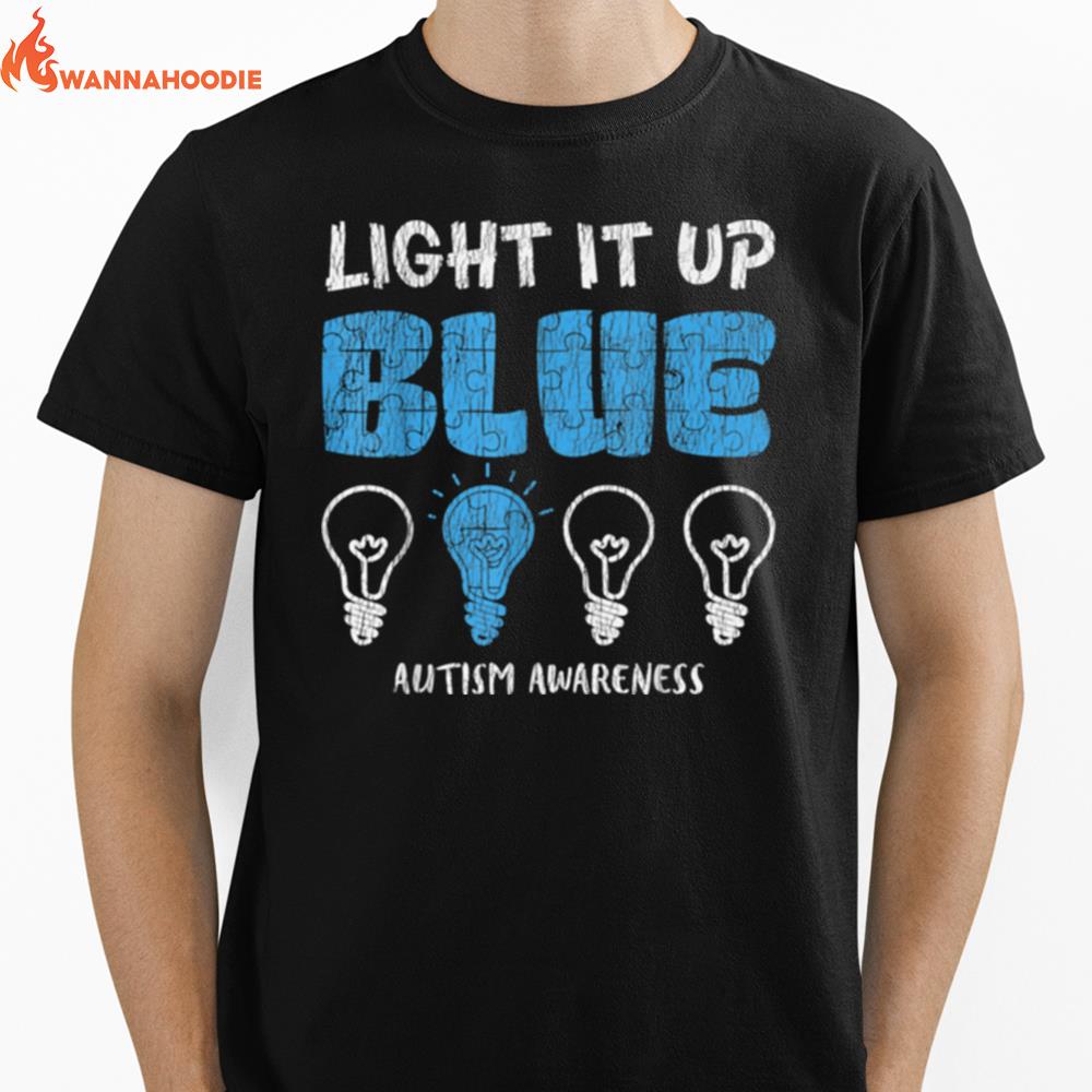 Autism Awareness Light It Up Blue Autistic Awareness Unisex T-Shirt for Men Women