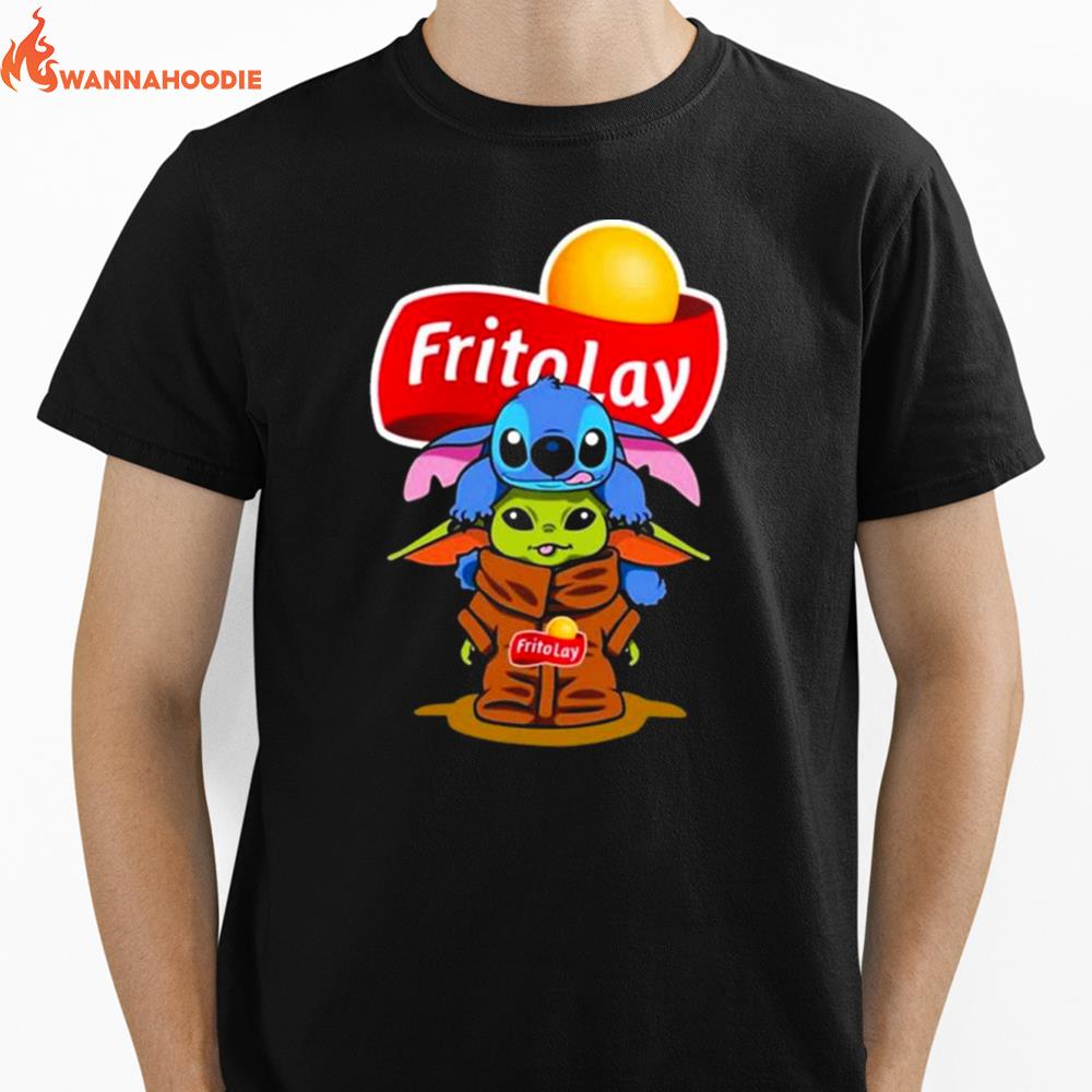 Baby Stitch And Baby Yoda Papa Fritolay Logo Unisex T-Shirt for Men Women