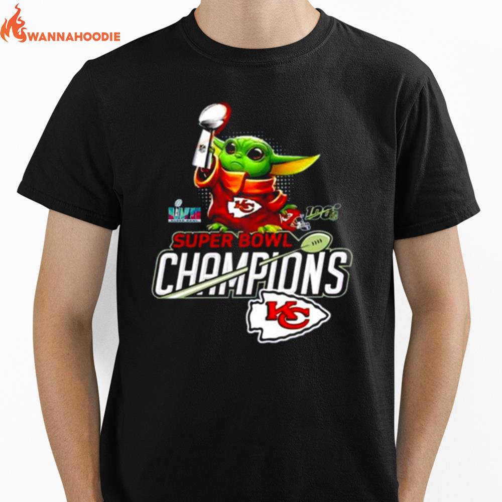 Baby Yoda Kansas City Chiefs Super Bowl Lvii Champions Trophy Unisex T-Shirt for Men Women