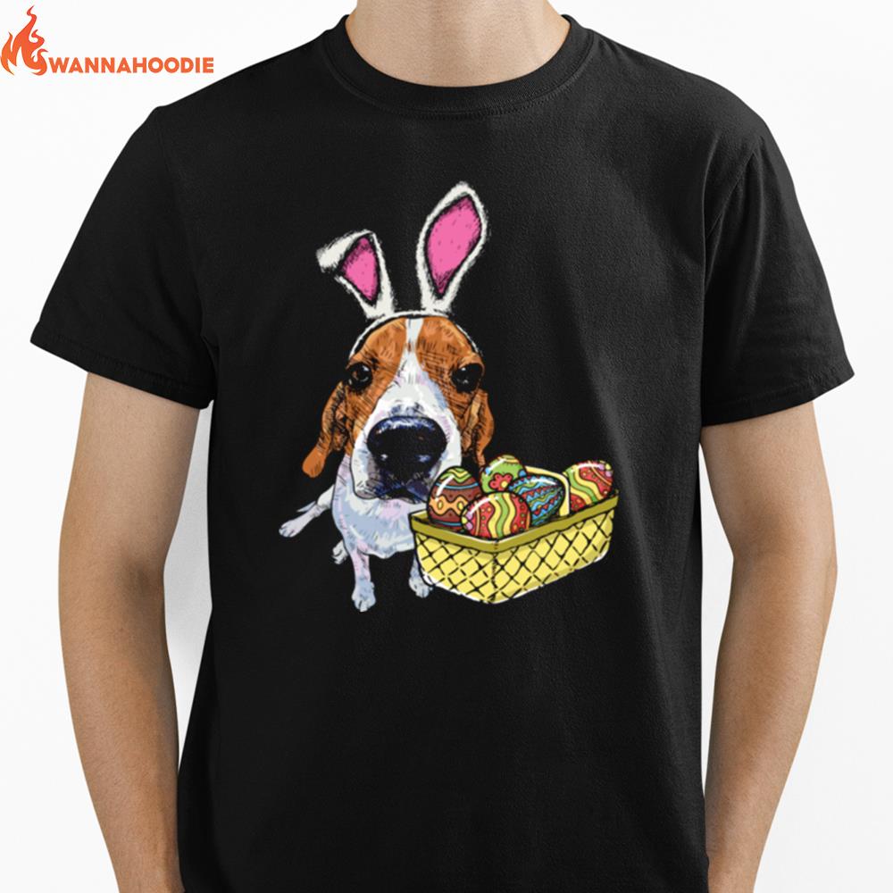 Beagle Dog Bunny Ears Easter Eggs Unisex T-Shirt for Men Women