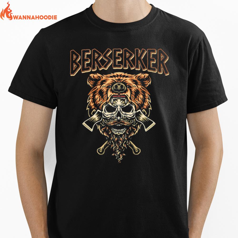 Berserker Bear Skull Unisex T-Shirt for Men Women