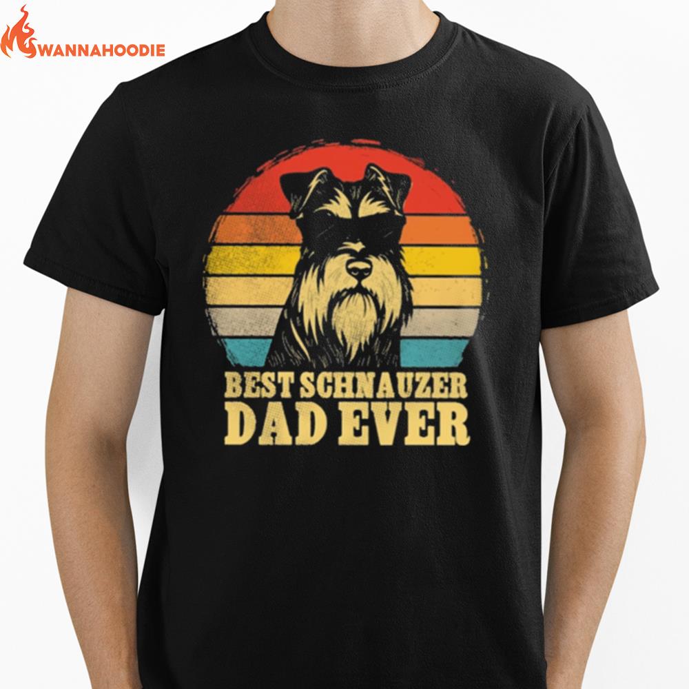 Best Schnauzer Dad Ever Sunset Retro Unisex T-Shirt for Men Women