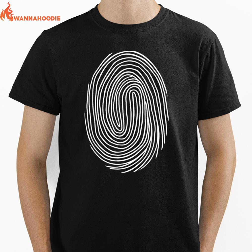 Black And White Abstract Fingerprint. Modern Lines Unisex T-Shirt for Men Women