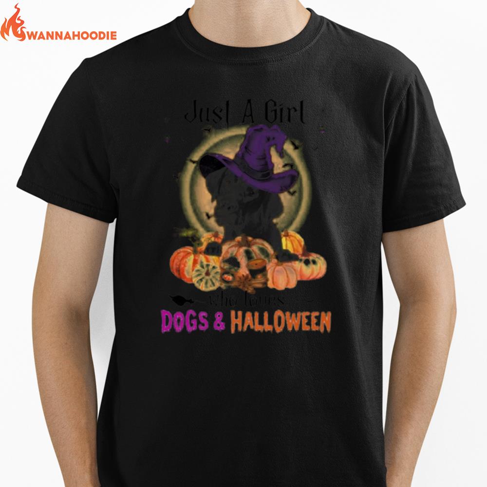 Black Labrador Just A Girl Who Loves Dogs And Halloween Unisex T-Shirt for Men Women