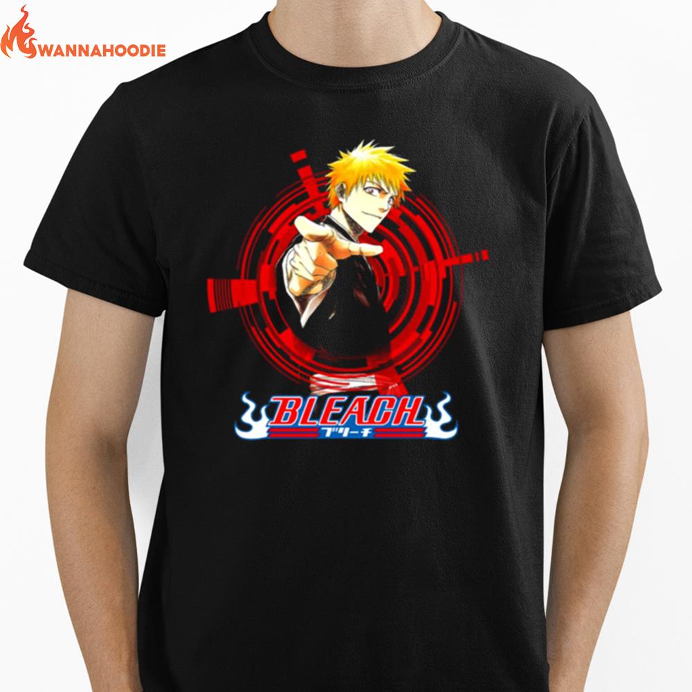 Bleach Red Illustration Ichigo Kurosaki Unisex T-Shirt for Men Women