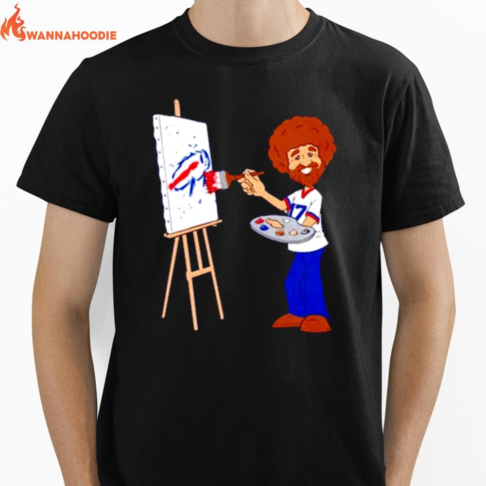 Bob Ross Happy Little Touchdowns Buffalo Bills Unisex T-Shirt for Men Women