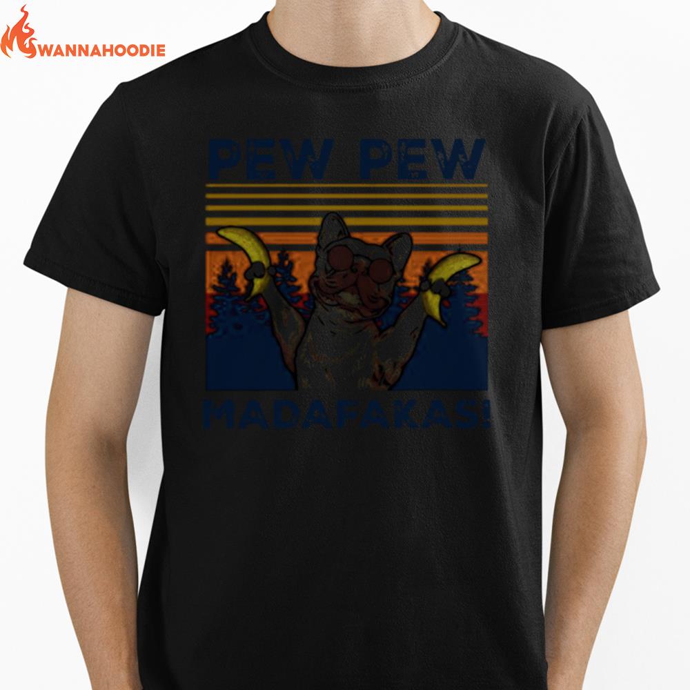 Bulldog Banana Pew Pew Madafakas Vintage Unisex T-Shirt for Men Women