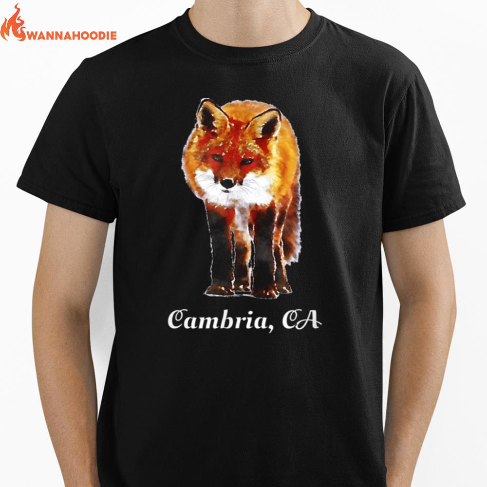 Cambria California Watercolor Paint Wild Fox Outdoor Unisex T-Shirt for Men Women