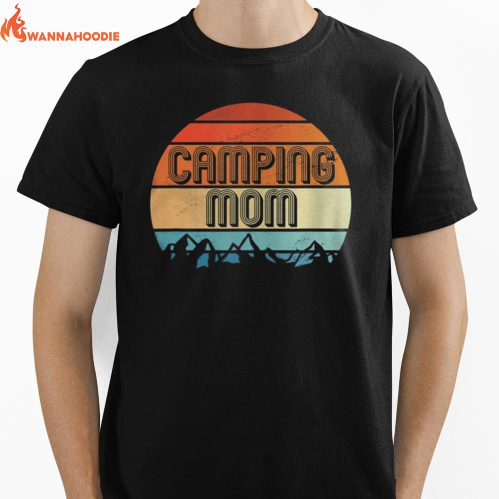 Camping Mom Retro Vintage Sunset Matching Family Couple Unisex T-Shirt for Men Women