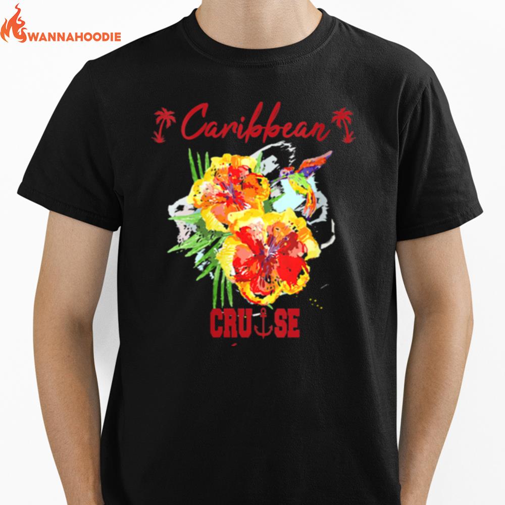 Caribbean Cruise Vibes Tropical Flowers Vacation Unisex T-Shirt for Men Women