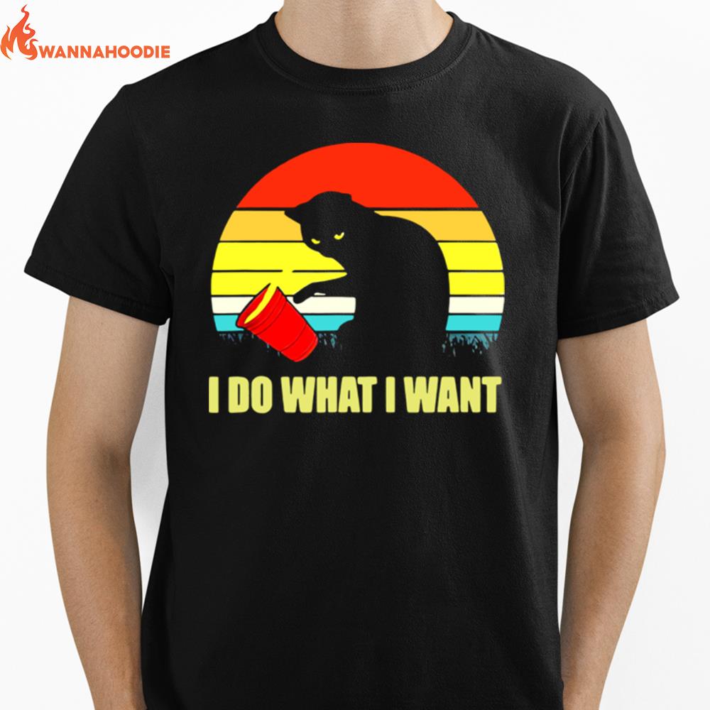 Cat I Do What I Want Sunse Unisex T-Shirt for Men Women