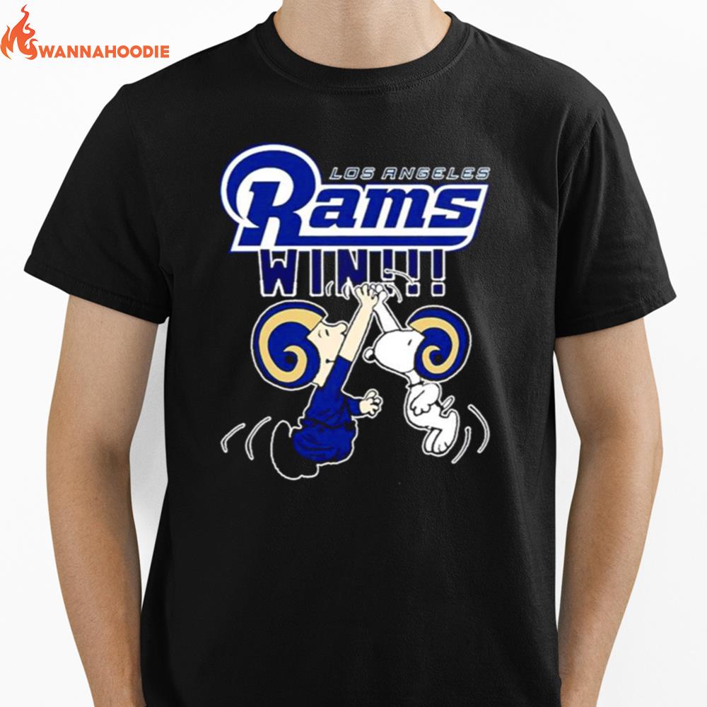 Charlie And Snoopy High Five Win Nfl Los Angeles Rams Unisex T-Shirt for Men Women