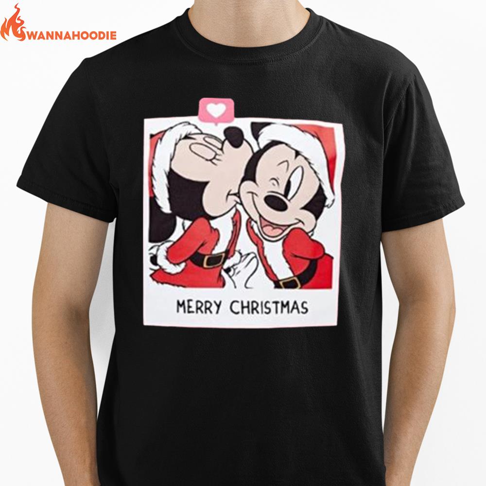 Cheap Santa Mickey Mouse And Minnie Disney Christmas Unisex T-Shirt for Men Women