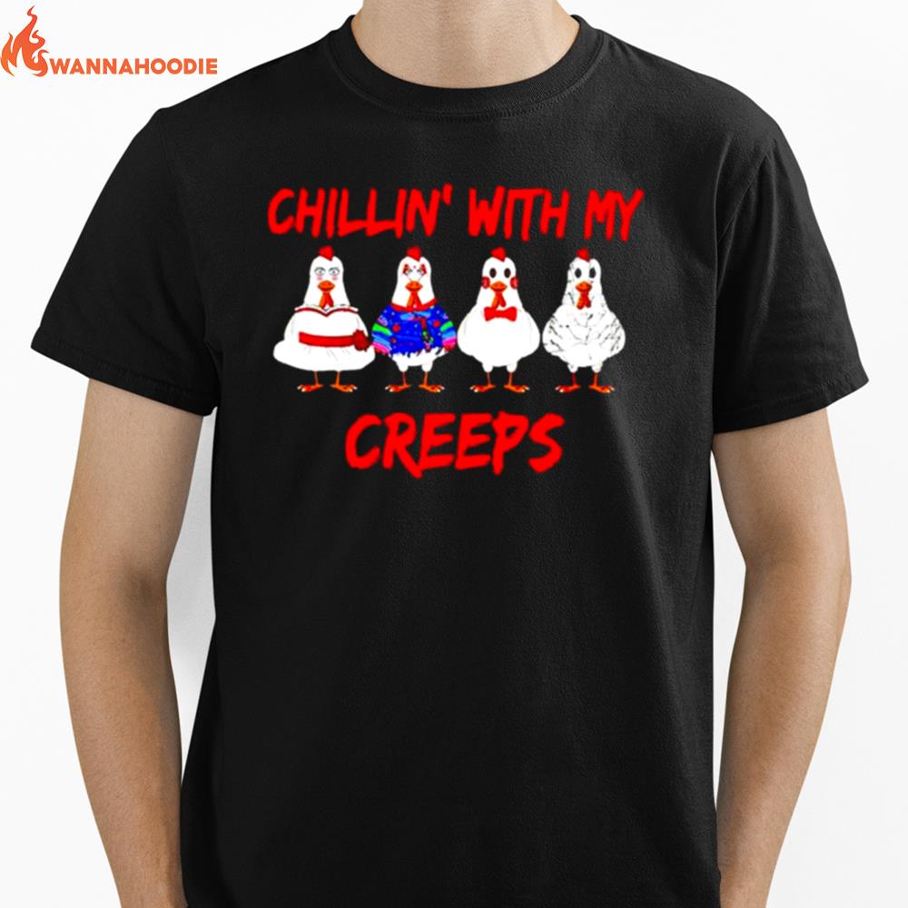 Chicken Halloween Chilling With My Creeps Unisex T-Shirt for Men Women