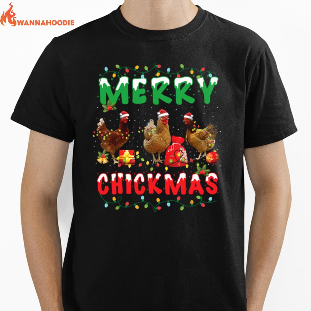 Chickens Merry Chickmas Merry Christmas Gift Ligh Unisex T-Shirt for Men Women