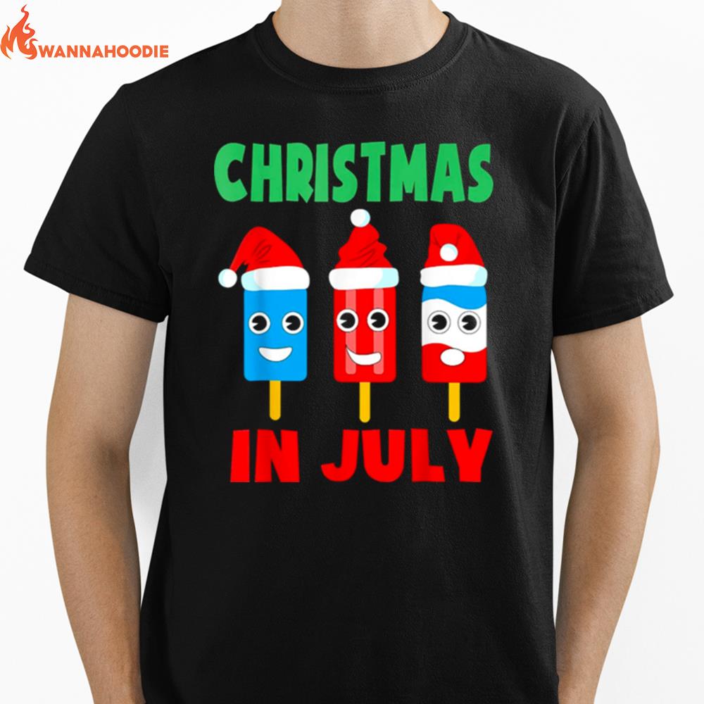 Christmas In July Ice Pops In Santa Hat Kids Toddler Unisex T-Shirt for Men Women